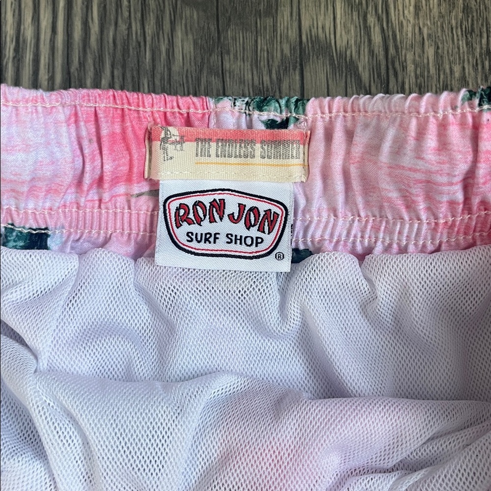 Ron Jon Pink and Green Tropical Swim Trunks men's XL - Picture 2 of 13